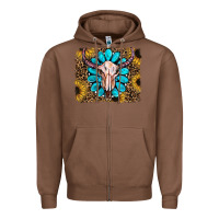 Chestnut leopard sunflowers and gemstone skull Zipper Hoodie - RanaPortraitStore