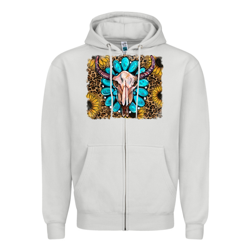 Leopard Sunflowers And Gemstone Skull Zipper Hoodie by RanaPortraitStore | Teevron