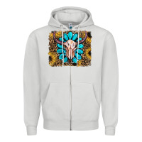 Dove Grey leopard sunflowers and gemstone skull Zipper Hoodie - RanaPortraitStore