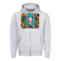 Heather Grey leopard sunflowers and gemstone skull Zipper Hoodie - RanaPortraitStore