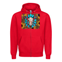 Red leopard sunflowers and gemstone skull Zipper Hoodie - RanaPortraitStore