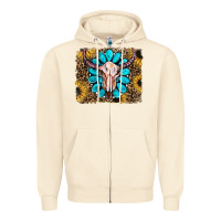 Sandshell leopard sunflowers and gemstone skull Zipper Hoodie - RanaPortraitStore