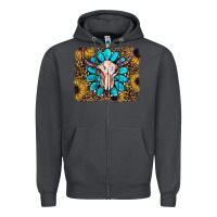 Smoke leopard sunflowers and gemstone skull Zipper Hoodie - RanaPortraitStore