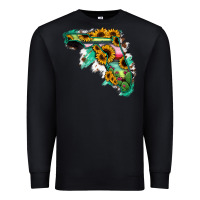 Black Florida Map Sunflower Cactus Serape Premium Sweatshirt - RanaPortraitStore