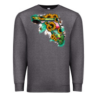 Charcoal Heather Florida Map Sunflower Cactus Serape Premium Sweatshirt - RanaPortraitStore