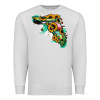Dove Grey Florida Map Sunflower Cactus Serape Premium Sweatshirt - RanaPortraitStore