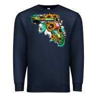 Navy Florida Map Sunflower Cactus Serape Premium Sweatshirt - RanaPortraitStore