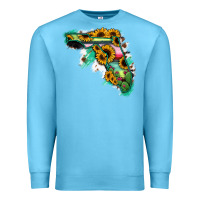 Ocean Blue Florida Map Sunflower Cactus Serape Premium Sweatshirt - RanaPortraitStore
