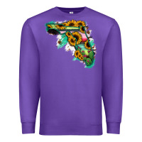 Purple Florida Map Sunflower Cactus Serape Premium Sweatshirt - RanaPortraitStore