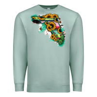 Seafoam Florida Map Sunflower Cactus Serape Premium Sweatshirt - RanaPortraitStore