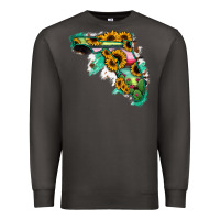 Smoke Florida Map Sunflower Cactus Serape Premium Sweatshirt - RanaPortraitStore