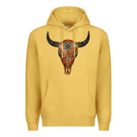 Antique Gold Western Tooled Leather Bull Skull Premium Hoodie - Jasminsmagicworld