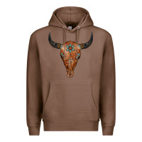 Chestnut Western Tooled Leather Bull Skull Premium Hoodie - Jasminsmagicworld