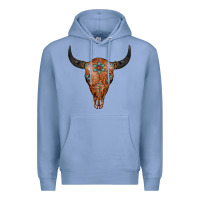 Colony Blue Western Tooled Leather Bull Skull Premium Hoodie - Jasminsmagicworld