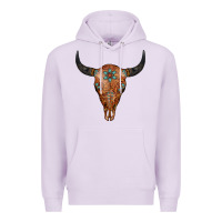 Lilac Western Tooled Leather Bull Skull Premium Hoodie - Jasminsmagicworld