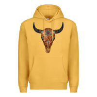 Mustard Western Tooled Leather Bull Skull Premium Hoodie - Jasminsmagicworld