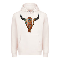 Pale Pink Western Tooled Leather Bull Skull Premium Hoodie - Jasminsmagicworld