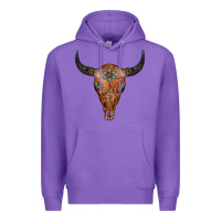 Purple Western Tooled Leather Bull Skull Premium Hoodie - Jasminsmagicworld