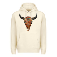 Sandshell Western Tooled Leather Bull Skull Premium Hoodie - Jasminsmagicworld
