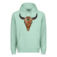 Seafoam Western Tooled Leather Bull Skull Premium Hoodie - Jasminsmagicworld