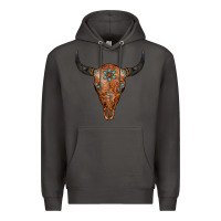 Smoke Western Tooled Leather Bull Skull Premium Hoodie - Jasminsmagicworld
