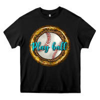 Black baseball with sunflower round earrings Heavy Core Tee - BundleAndBundleShop