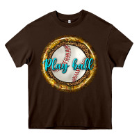 Chocolate Brown baseball with sunflower round earrings Heavy Core Tee - BundleAndBundleShop