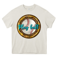 Cream baseball with sunflower round earrings Heavy Core Tee - BundleAndBundleShop