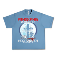 Pebble Blue fisher of men we catch  em he cleans  em matthew 4 19 Urban Heavy Tee - Craftify