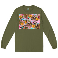 Army Green Baby monkey flowers Long Sleeve Tee - Artiststas