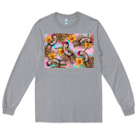 Heather Grey Baby monkey flowers Long Sleeve Tee - Artiststas