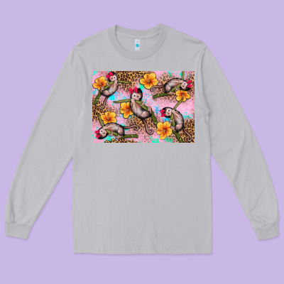 Baby Monkey Flowers Long Sleeve Tee Designed By Artiststas