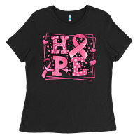 Black hope breast cancer awareness ribbon Ladies Tee - LillyAllenDesigns