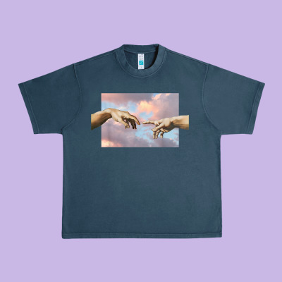 Creation Of Adam Hands Aesthetic T Shirt Urban Heavy Tee Designed By Inspiradesign