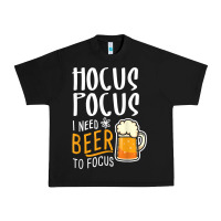 Black Hocus Pocus I Need Beer To Focus Funny Halloween Witch 1 Urban Heavy Tee - InspiraDesign
