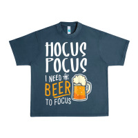 Midnight Navy Hocus Pocus I Need Beer To Focus Funny Halloween Witch 1 Urban Heavy Tee - InspiraDesign