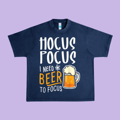 Hocus Pocus I Need Beer To Focus Funny Halloween Witch 1 Urban Heavy Tee Designed By Inspiradesign