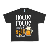 Pigment Black Hocus Pocus I Need Beer To Focus Funny Halloween Witch 1 Urban Heavy Tee - InspiraDesign