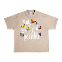 French Oak With God All Things Are Possible  Religious Butterfly Art Urban Heavy Tee - InspiraDesign