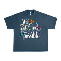 Midnight Navy With God All Things Are Possible  Religious Butterfly Art Urban Heavy Tee - InspiraDesign