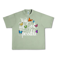 Oil Green With God All Things Are Possible  Religious Butterfly Art Urban Heavy Tee - InspiraDesign