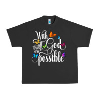 Pigment Black With God All Things Are Possible  Religious Butterfly Art Urban Heavy Tee - InspiraDesign