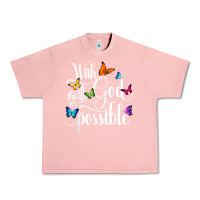 Salmon With God All Things Are Possible  Religious Butterfly Art Urban Heavy Tee - InspiraDesign