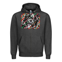 Charcoal Heather cowhide and serape background Zipper Hoodie - RanaPortraitStore