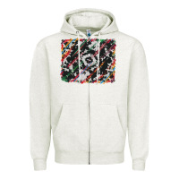 Oatmeal Heather cowhide and serape background Zipper Hoodie - RanaPortraitStore