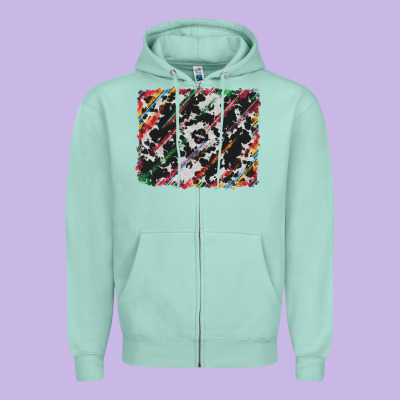 Cowhide And Serape Background Zipper Hoodie Designed By Ranaportraitstore