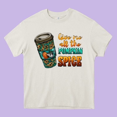 Watercolor Give Me All The Pumpkin Spice Heavy Core Tee Designed By Ranaportraitstore