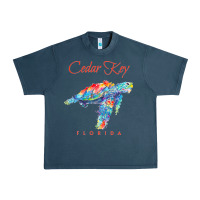 Midnight Navy Cedar Key Florida Watercolor Sea Turtle Sweatshirt Urban Heavy Tee - InspiraDesign