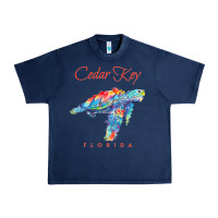 Navy Cedar Key Florida Watercolor Sea Turtle Sweatshirt Urban Heavy Tee - InspiraDesign