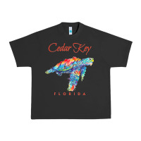 Pigment Black Cedar Key Florida Watercolor Sea Turtle Sweatshirt Urban Heavy Tee - InspiraDesign